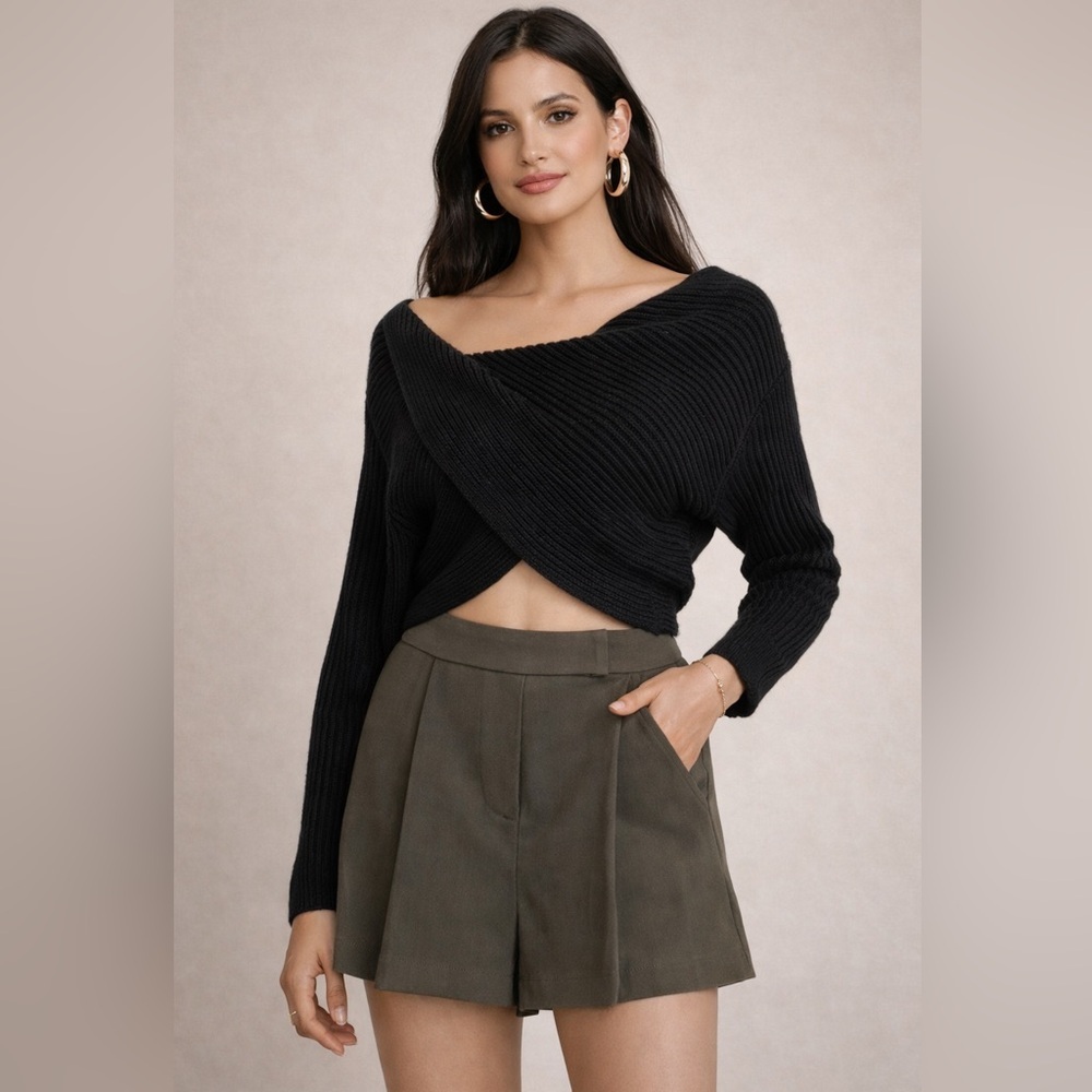 525 America Black Ribbed Knit Top
